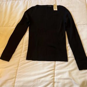 J.Crew (NWT)black long sleeved wool sweater boat neck (M)